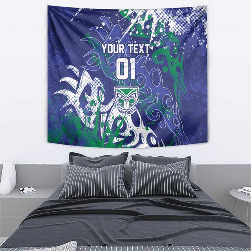 Personalized New Zealand Warriors Rugby Tapestry Urban Street Graffiti Style - Distressed Splatter Elements
