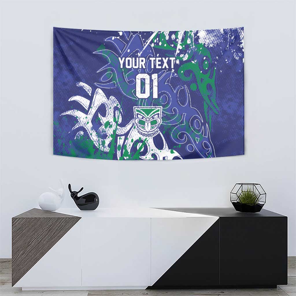 Personalized New Zealand Warriors Rugby Tapestry Urban Street Graffiti Style - Distressed Splatter Elements