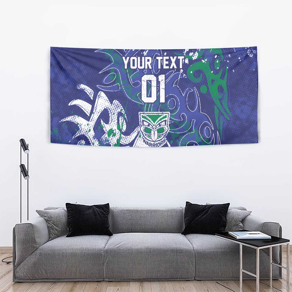 Personalized New Zealand Warriors Rugby Tapestry Urban Street Graffiti Style - Distressed Splatter Elements