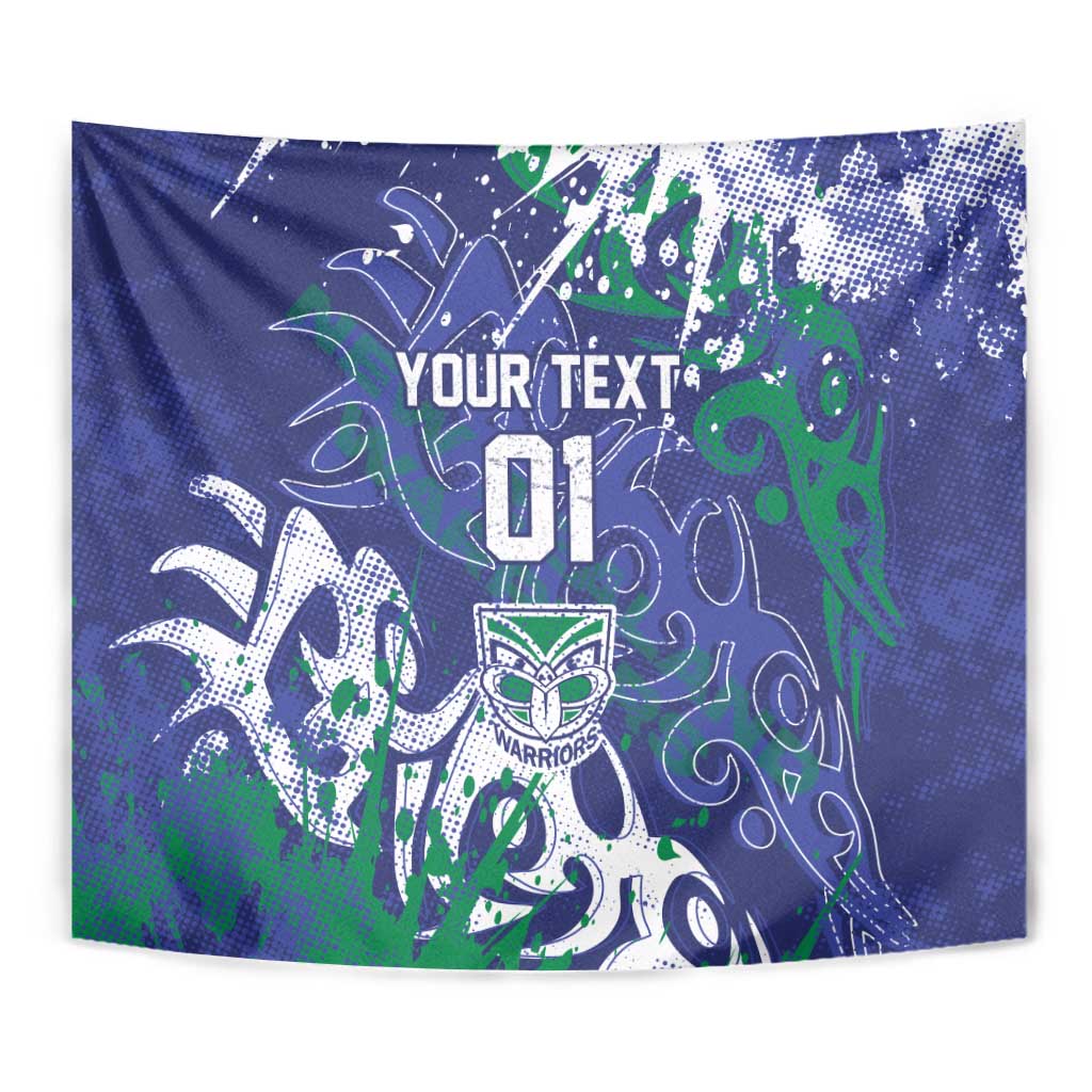 Personalized New Zealand Warriors Rugby Tapestry Urban Street Graffiti Style - Distressed Splatter Elements
