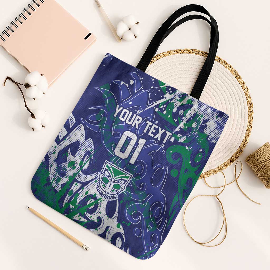 Personalized New Zealand Warriors Rugby Tote Bag Urban Street Graffiti Style - Distressed Splatter Elements