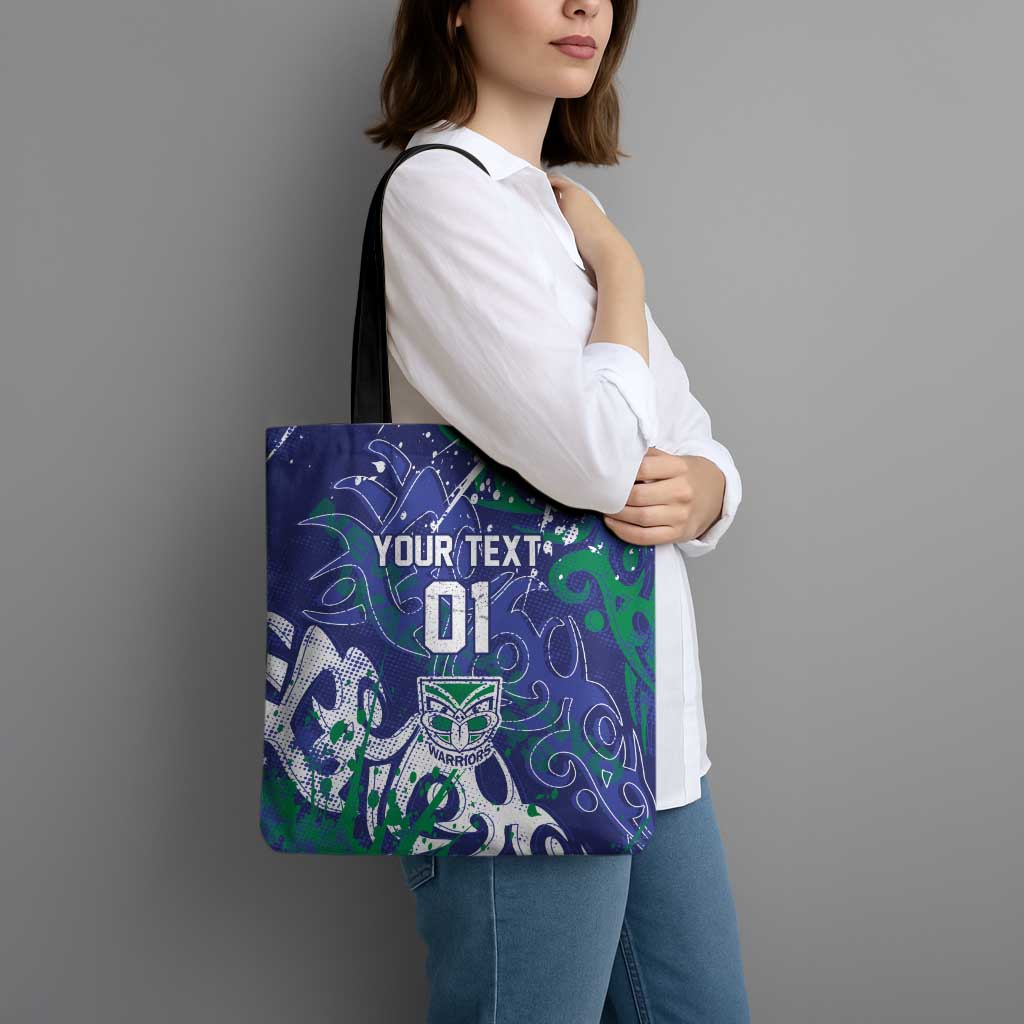 Personalized New Zealand Warriors Rugby Tote Bag Urban Street Graffiti Style - Distressed Splatter Elements