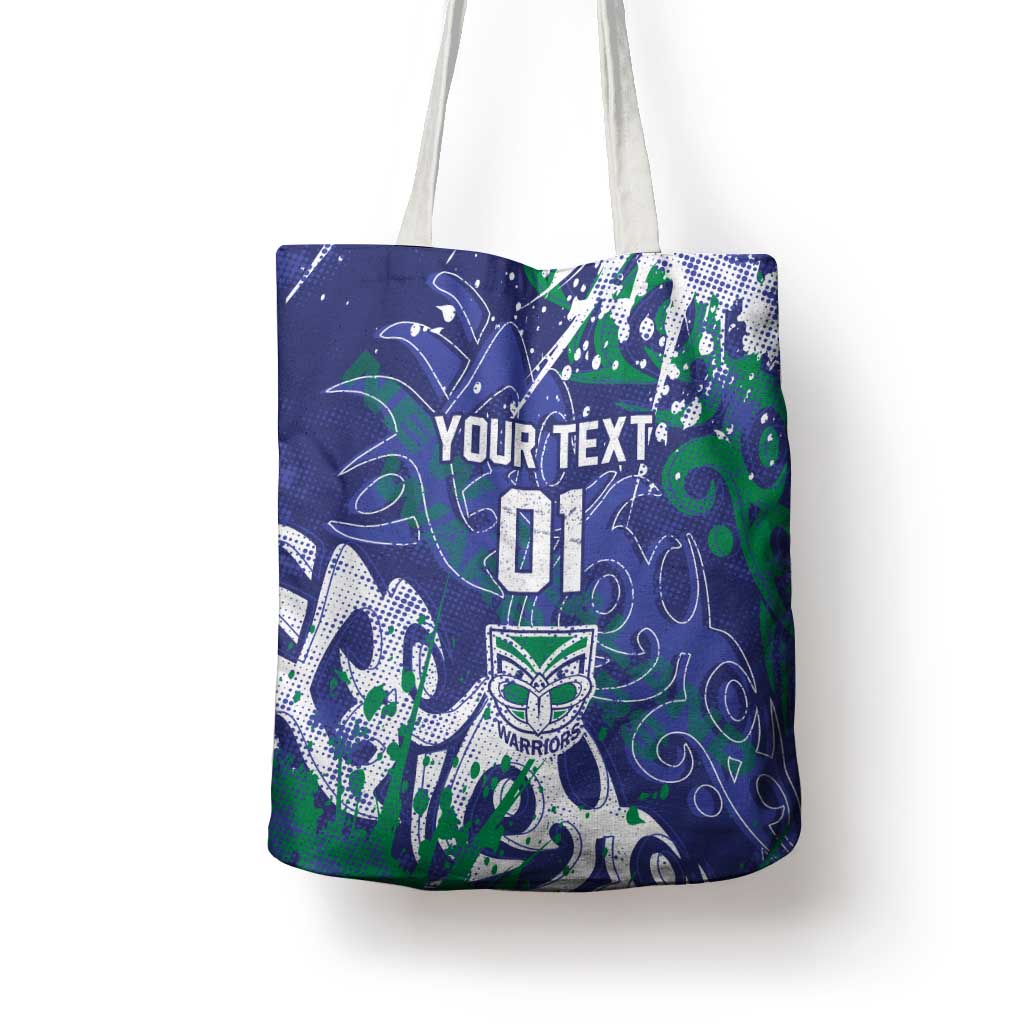 Personalized New Zealand Warriors Rugby Tote Bag Urban Street Graffiti Style - Distressed Splatter Elements