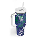 Personalized New Zealand Warriors Rugby Tumbler With Handle Urban Street Graffiti Style - Distressed Splatter Elements