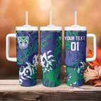Personalized New Zealand Warriors Rugby Tumbler With Handle Urban Street Graffiti Style - Distressed Splatter Elements