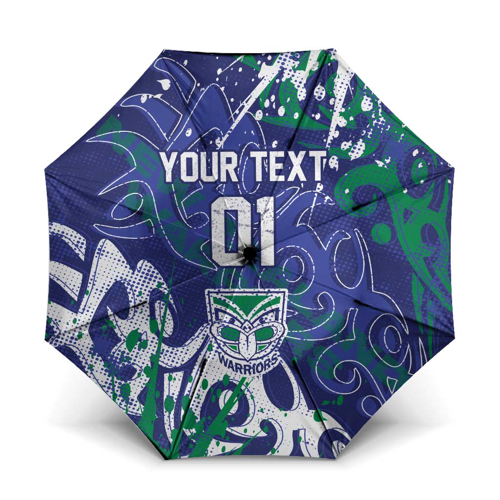 Personalized New Zealand Warriors Rugby Umbrella Urban Street Graffiti Style - Distressed Splatter Elements