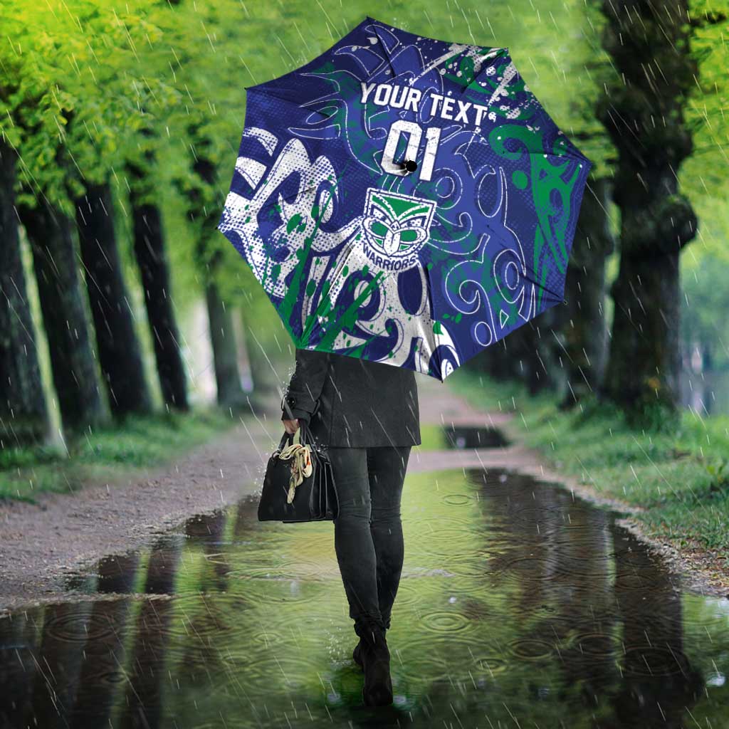 Personalized New Zealand Warriors Rugby Umbrella Urban Street Graffiti Style - Distressed Splatter Elements