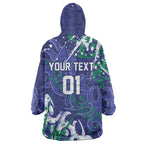 Personalized New Zealand Warriors Rugby Wearable Blanket Hoodie Urban Street Graffiti Style - Distressed Splatter Elements