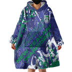 Personalized New Zealand Warriors Rugby Wearable Blanket Hoodie Urban Street Graffiti Style - Distressed Splatter Elements
