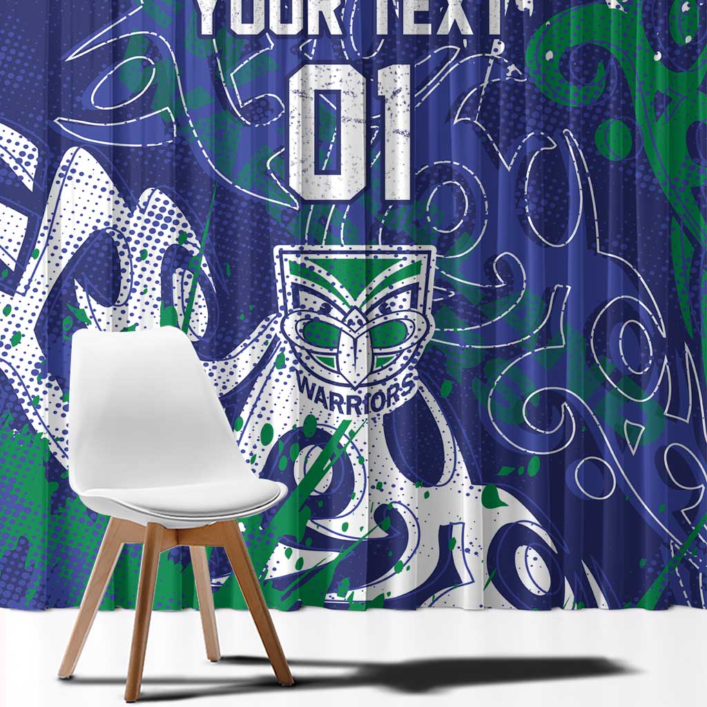 Personalized New Zealand Warriors Rugby Window Curtain Urban Street Graffiti Style - Distressed Splatter Elements