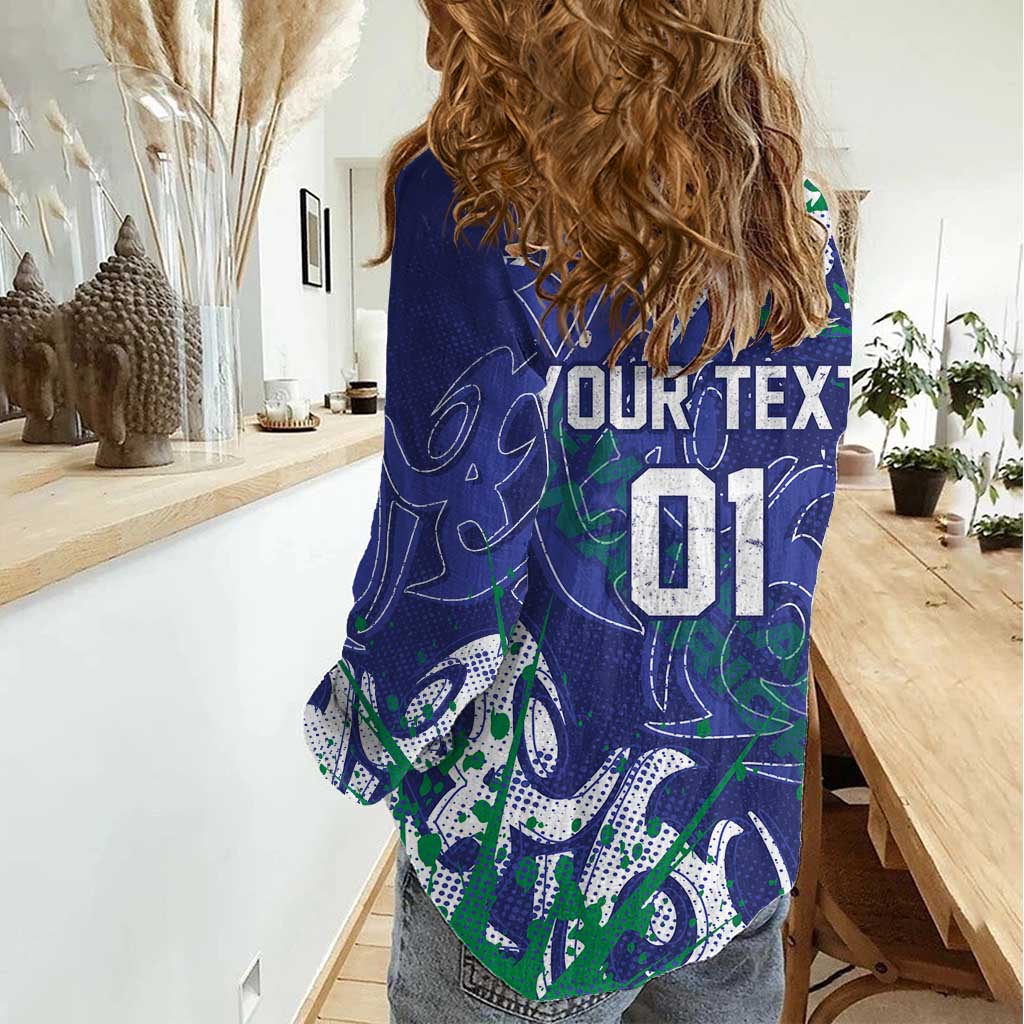 Personalized New Zealand Warriors Rugby Women Casual Shirt Urban Street Graffiti Style - Distressed Splatter Elements