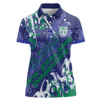 Personalized New Zealand Warriors Rugby Women Polo Shirt Urban Street Graffiti Style - Distressed Splatter Elements