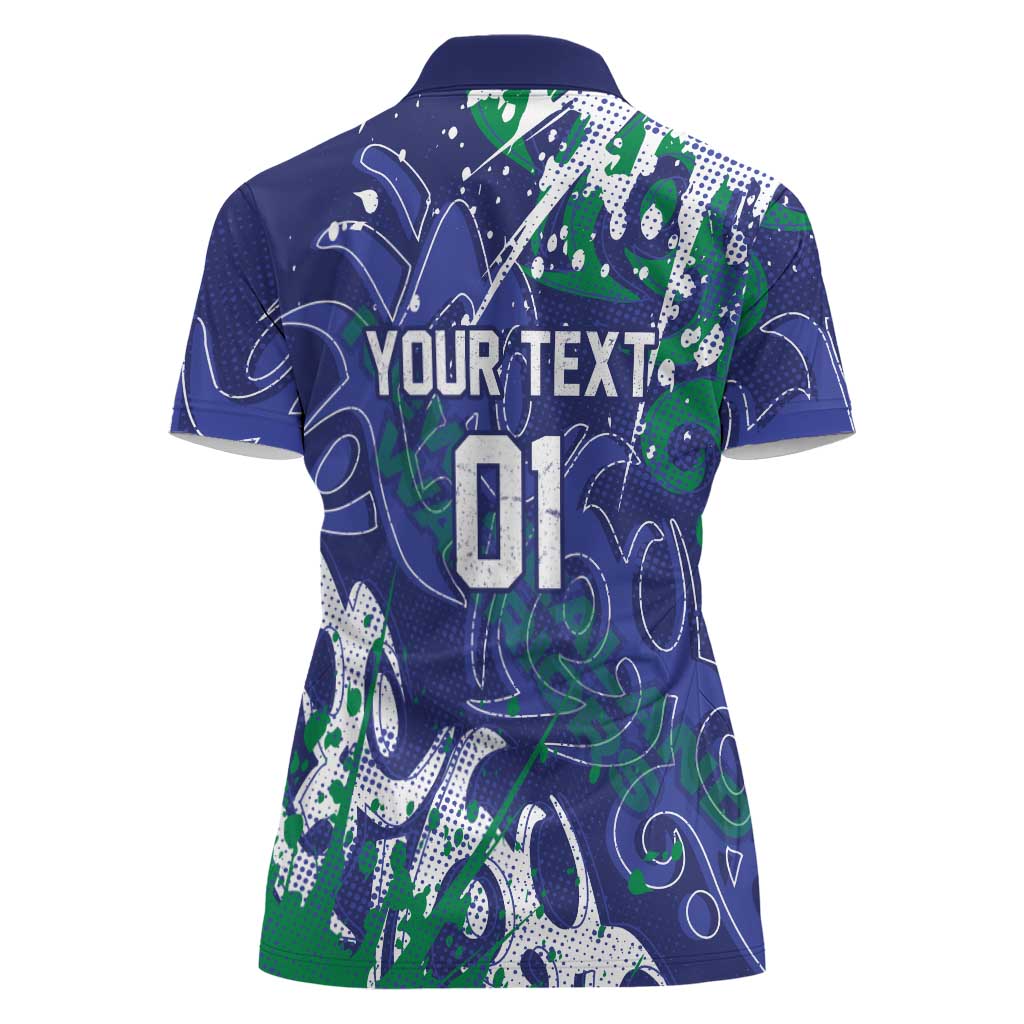 Personalized New Zealand Warriors Rugby Women Polo Shirt Urban Street Graffiti Style - Distressed Splatter Elements