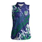 Personalized New Zealand Warriors Rugby Women Sleeveless Polo Shirt Urban Street Graffiti Style - Distressed Splatter Elements