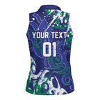 Personalized New Zealand Warriors Rugby Women Sleeveless Polo Shirt Urban Street Graffiti Style - Distressed Splatter Elements