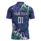 Personalized New Zealand Warriors Rugby Zipper Polo Shirt Urban Street Graffiti Style - Distressed Splatter Elements
