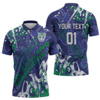 Personalized New Zealand Warriors Rugby Zipper Polo Shirt Urban Street Graffiti Style - Distressed Splatter Elements