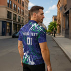 Personalized New Zealand Warriors Rugby Zipper Polo Shirt Urban Street Graffiti Style - Distressed Splatter Elements