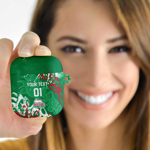 Personalized South Sydney Rabbitohs Rugby AirPods Case Urban Street Graffiti Style - Distressed Splatter Elements