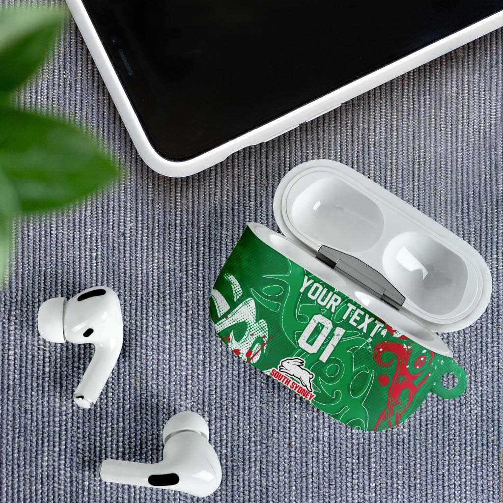 Personalized South Sydney Rabbitohs Rugby AirPods Case Urban Street Graffiti Style - Distressed Splatter Elements