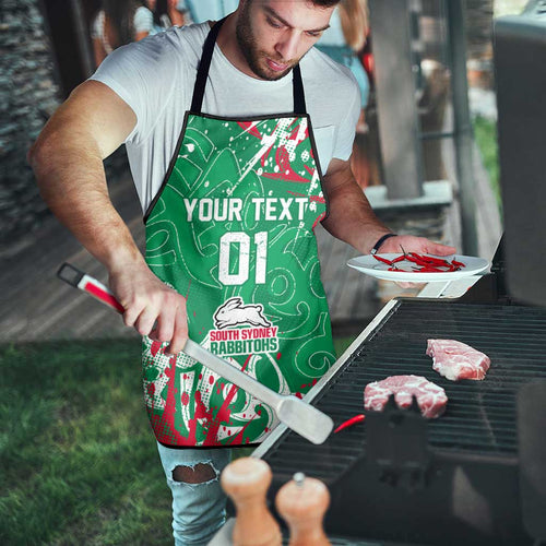 Personalized South Sydney Rabbitohs Rugby Apron Urban Street Graffiti Style - Distressed Splatter Elements