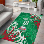 Personalized South Sydney Rabbitohs Rugby Area Rug Urban Street Graffiti Style - Distressed Splatter Elements