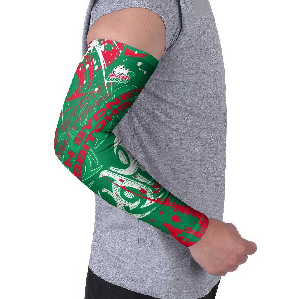 Personalized South Sydney Rabbitohs Rugby Arm Sleeves Urban Street Graffiti Style - Distressed Splatter Elements