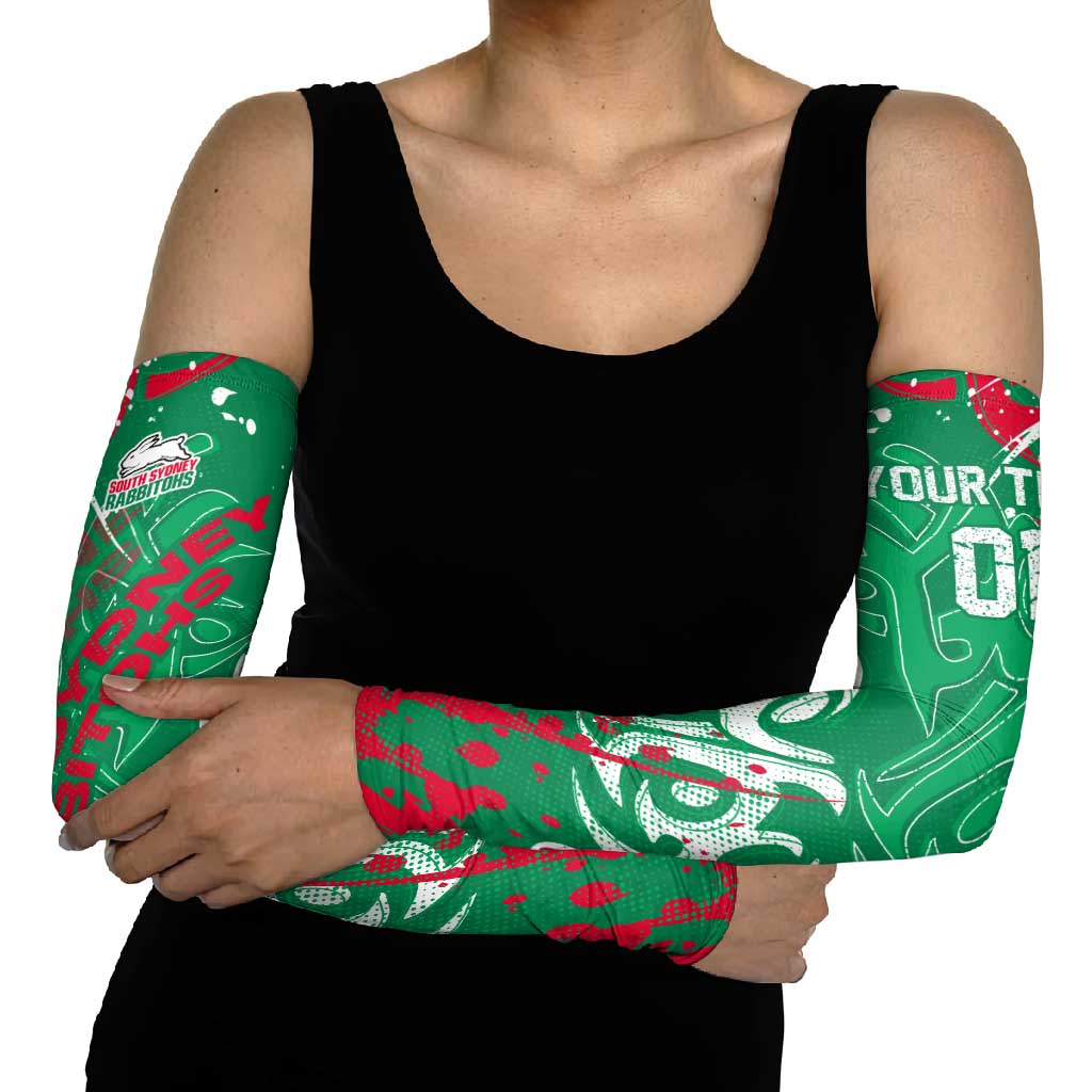 Personalized South Sydney Rabbitohs Rugby Arm Sleeves Urban Street Graffiti Style - Distressed Splatter Elements