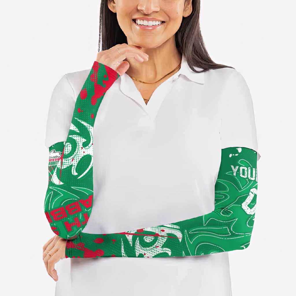 Personalized South Sydney Rabbitohs Rugby Arm Sleeves Urban Street Graffiti Style - Distressed Splatter Elements