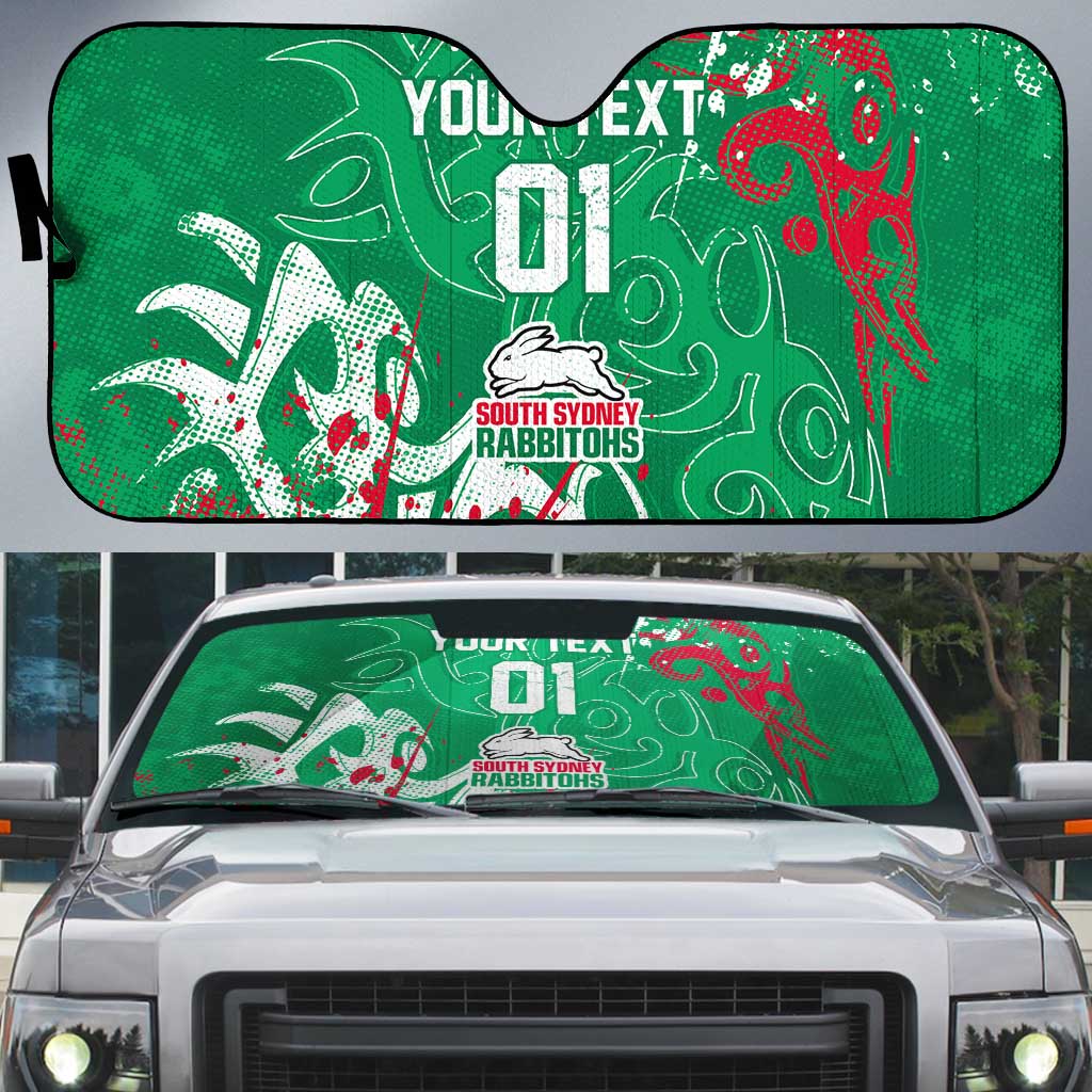 Personalized South Sydney Rabbitohs Rugby Auto Sun Shade Urban Street Graffiti Style - Distressed Splatter Elements