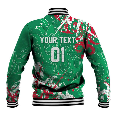 Personalized South Sydney Rabbitohs Rugby Baseball Jacket Urban Street Graffiti Style - Distressed Splatter Elements