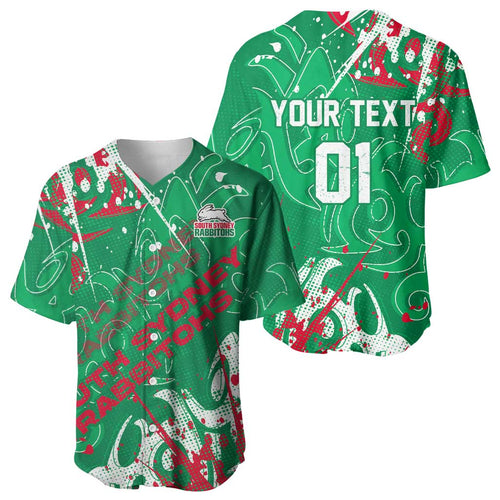 Personalized South Sydney Rabbitohs Rugby Baseball Jersey Urban Street Graffiti Style - Distressed Splatter Elements