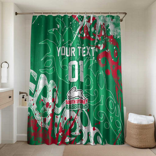 Personalized South Sydney Rabbitohs Rugby Bathroom Set Urban Street Graffiti Style - Distressed Splatter Elements