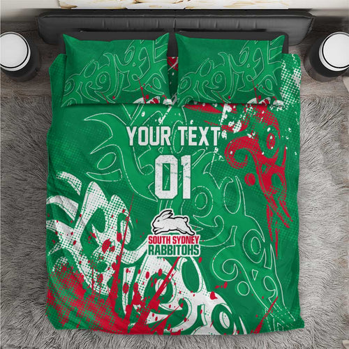 Personalized South Sydney Rabbitohs Rugby Bedding Set Urban Street Graffiti Style - Distressed Splatter Elements