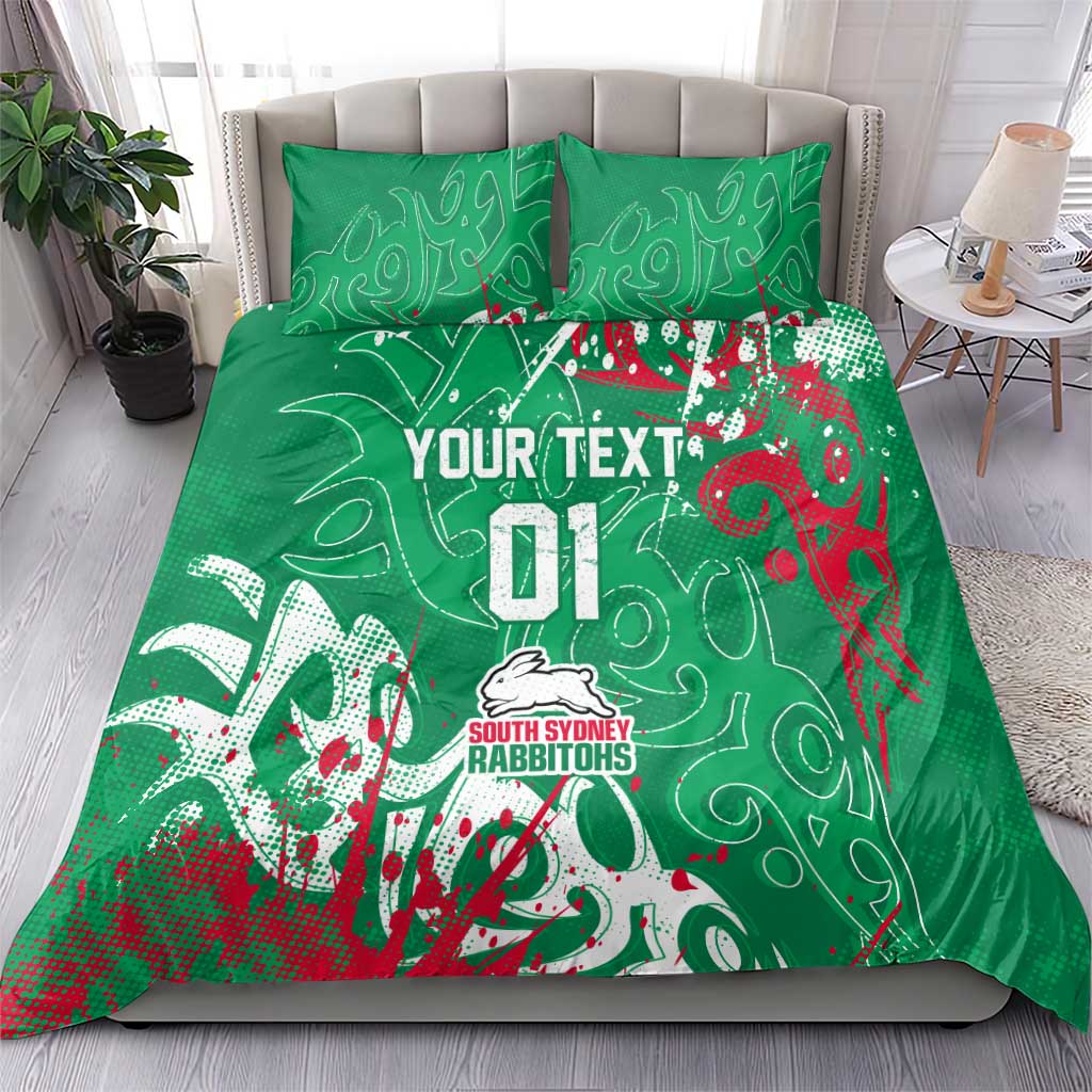 Personalized South Sydney Rabbitohs Rugby Bedding Set Urban Street Graffiti Style - Distressed Splatter Elements