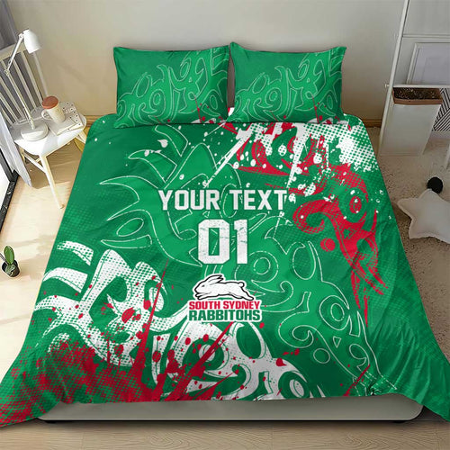Personalized South Sydney Rabbitohs Rugby Bedding Set Urban Street Graffiti Style - Distressed Splatter Elements