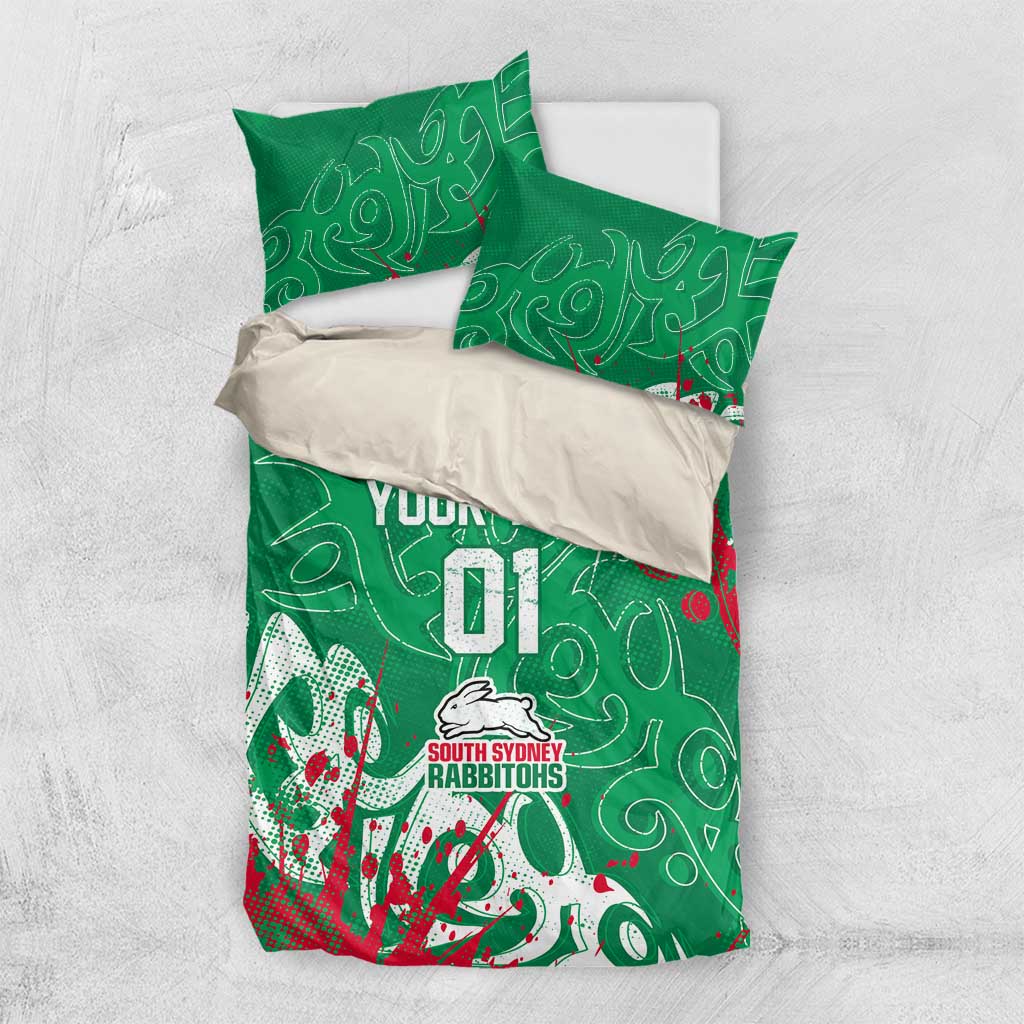 Personalized South Sydney Rabbitohs Rugby Bedding Set Urban Street Graffiti Style - Distressed Splatter Elements