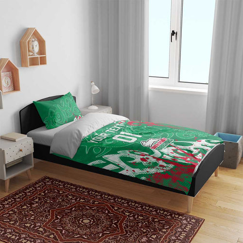 Personalized South Sydney Rabbitohs Rugby Bedding Set Urban Street Graffiti Style - Distressed Splatter Elements