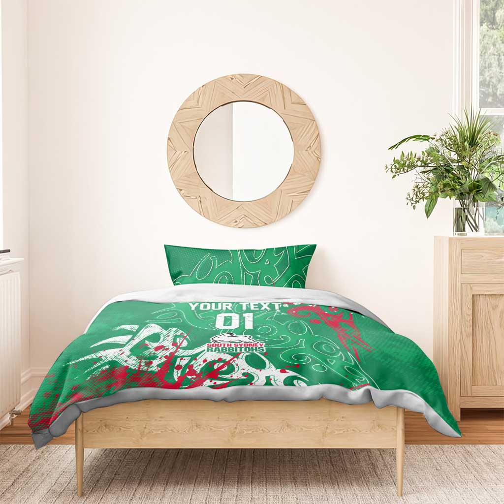 Personalized South Sydney Rabbitohs Rugby Bedding Set Urban Street Graffiti Style - Distressed Splatter Elements