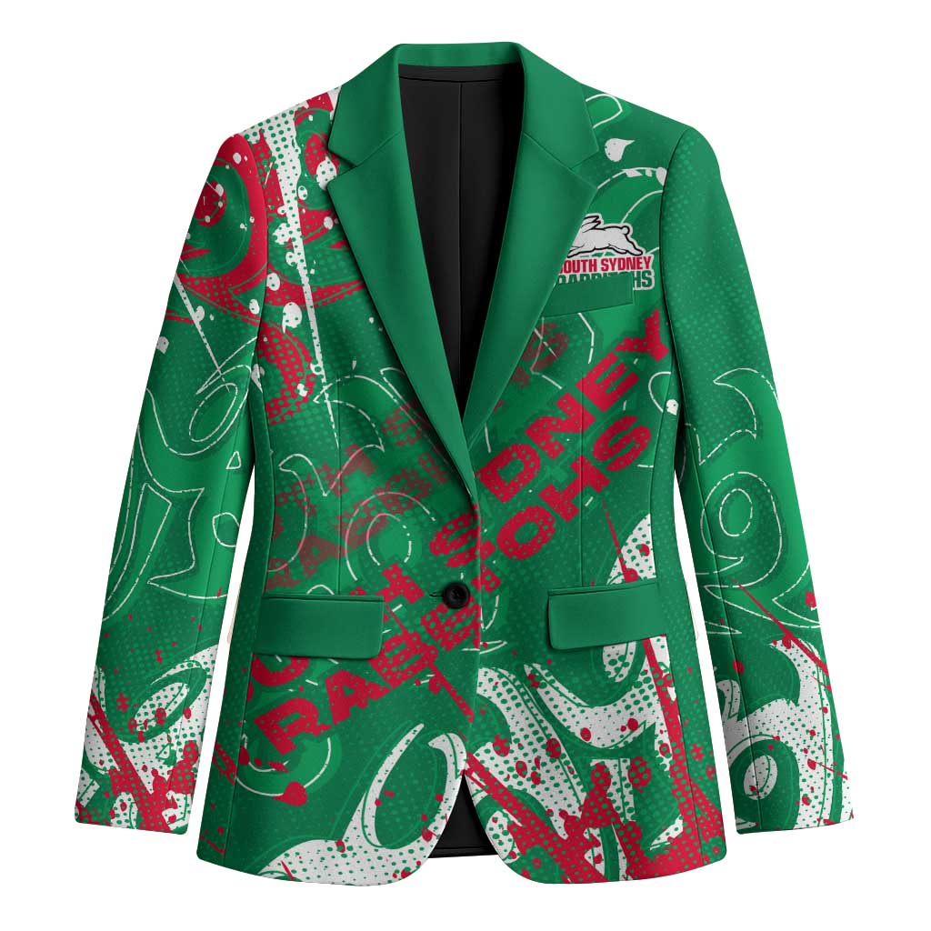 Personalized South Sydney Rabbitohs Rugby Blazer Urban Street Graffiti Style - Distressed Splatter Elements