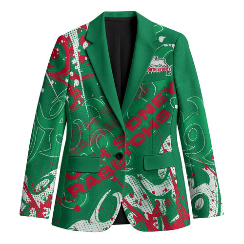 Personalized South Sydney Rabbitohs Rugby Blazer Urban Street Graffiti Style - Distressed Splatter Elements