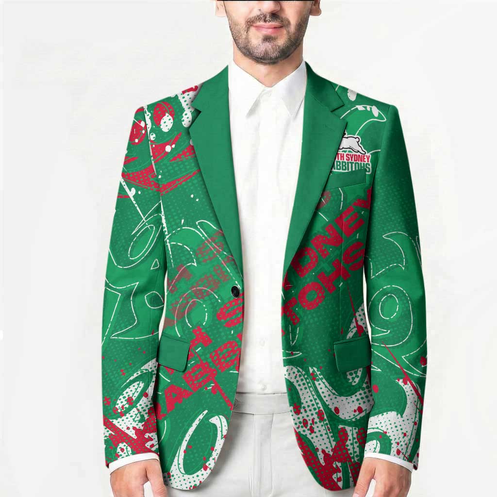 Personalized South Sydney Rabbitohs Rugby Blazer Urban Street Graffiti Style - Distressed Splatter Elements