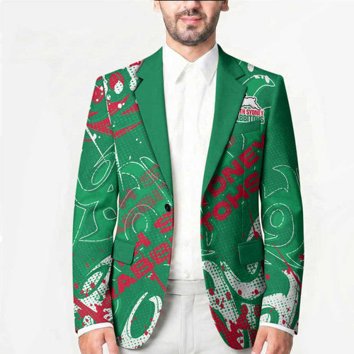 Personalized South Sydney Rabbitohs Rugby Blazer Urban Street Graffiti Style - Distressed Splatter Elements