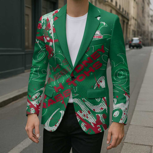 Personalized South Sydney Rabbitohs Rugby Blazer Urban Street Graffiti Style - Distressed Splatter Elements