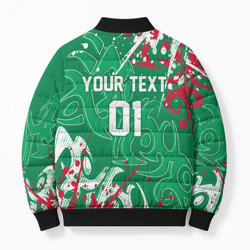 Personalized South Sydney Rabbitohs Rugby Bomber Puffer Jacket Urban Street Graffiti Style - Distressed Splatter Elements
