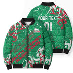 Personalized South Sydney Rabbitohs Rugby Bomber Puffer Jacket Urban Street Graffiti Style - Distressed Splatter Elements