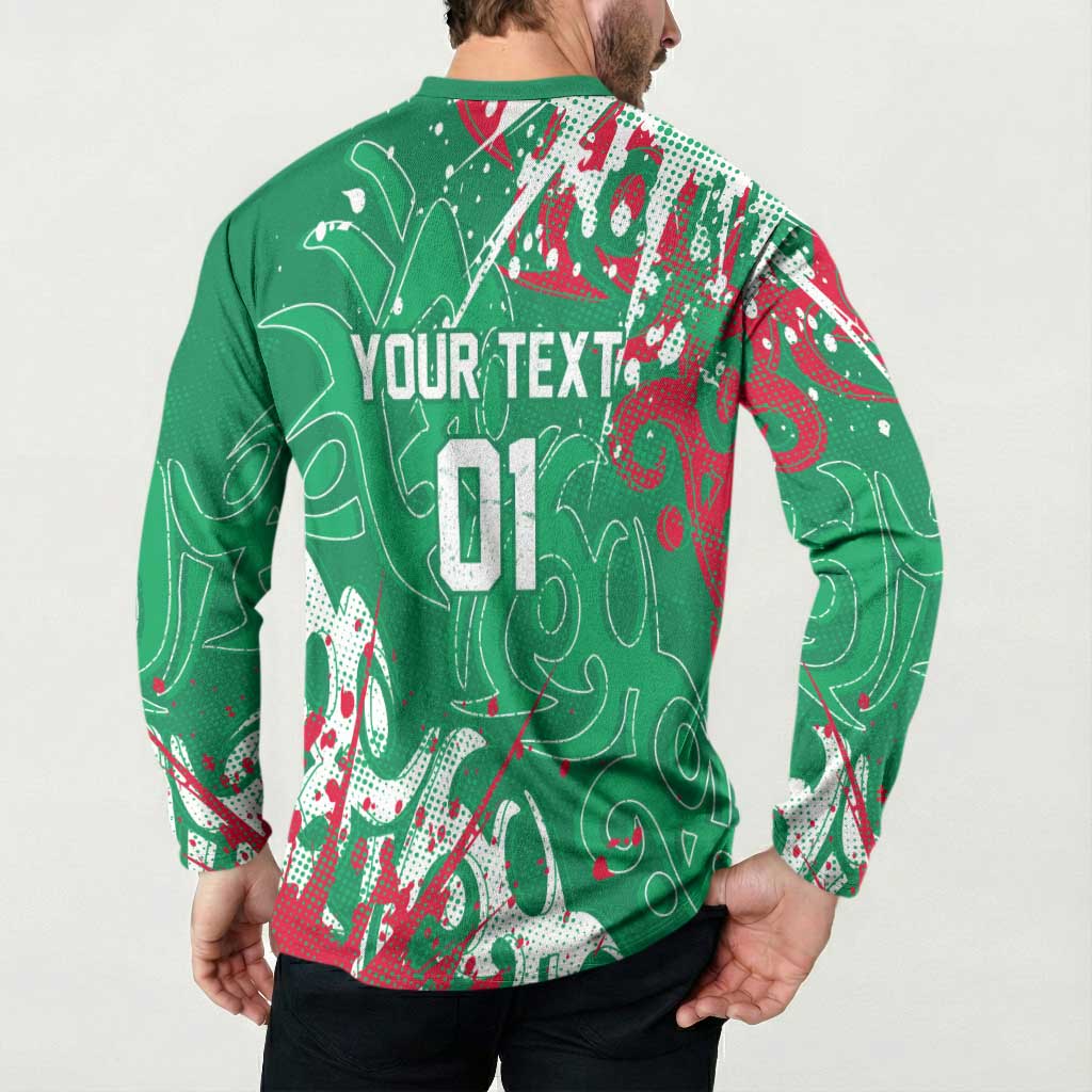 Personalized South Sydney Rabbitohs Rugby Button Sweatshirt Urban Street Graffiti Style - Distressed Splatter Elements