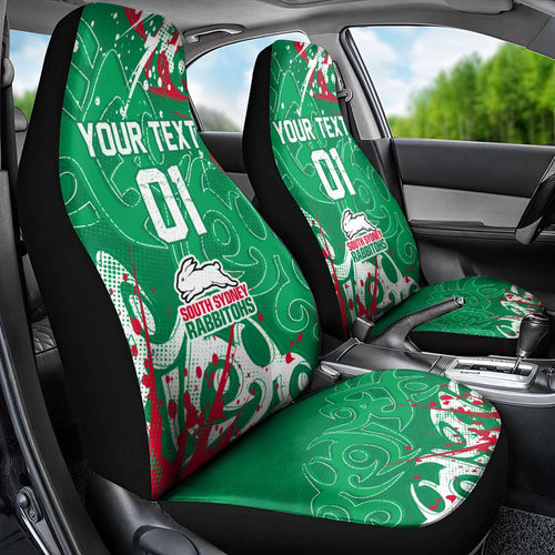 Personalized South Sydney Rabbitohs Rugby Car Seat Cover Urban Street Graffiti Style - Distressed Splatter Elements
