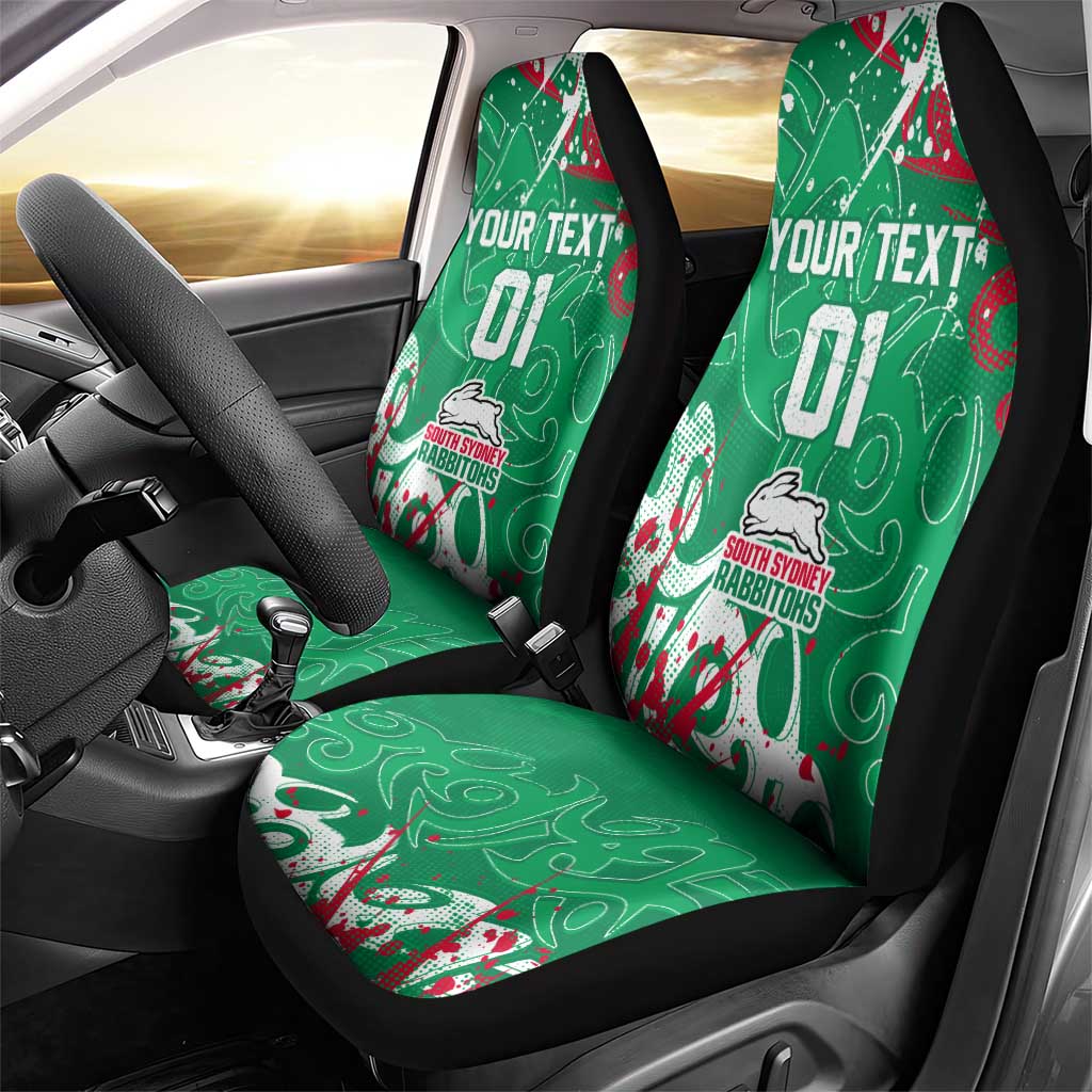 Personalized South Sydney Rabbitohs Rugby Car Seat Cover Urban Street Graffiti Style - Distressed Splatter Elements