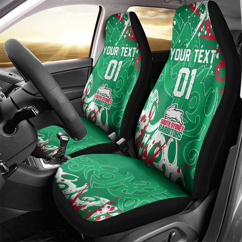Personalized South Sydney Rabbitohs Rugby Car Seat Cover Urban Street Graffiti Style - Distressed Splatter Elements